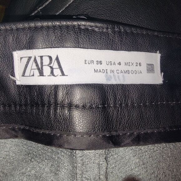 Zara Faux Leather Mom Fit Pants Trousers Size 4 - Picture 7 of 8